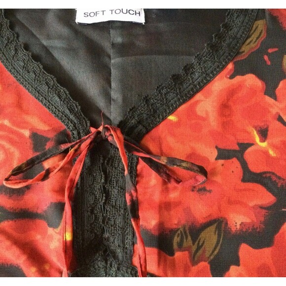 Soft Touch Vintage Y2K Semi Sheer Floral Dress Size S Fully Lined Bell Sleeve - Picture 6 of 8